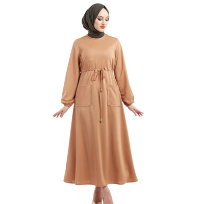NEW Women's Casual Pocket Abaya With Belt