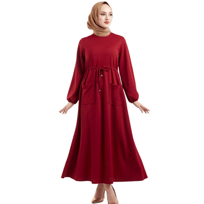 NEW Women's Casual Pocket Abaya With Belt